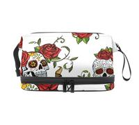 Dead of The Dead Skulls - Trousse a doppio strato per cosmetici per donne e ragazze, trousse da viaggio per trucchi, pratica borsa organizer con scomparto per pennelli, Multi, 27x15x14 cm/10.6x5.9x5.5