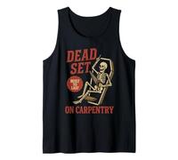 Dead Set on Carpenteria Scheletro Divertente Carpentiere Halloween Canotta