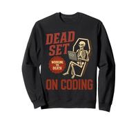 Dead Set on Coding Scheletro Divertente Programmatore Halloween Felpa