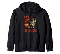 Dead Set on Coding Scheletro Divertente Programmatore Halloween Felpa con Cappuccio