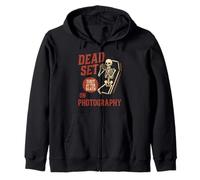 Dead set on photography Funny Skeleton Photographer Hallowee Felpa con Cappuccio