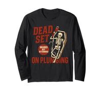 Dead Set on Plumbing Scheletro divertente idraulico Halloween Maglia a Manica