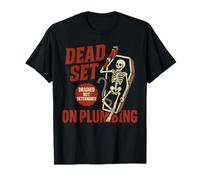 Dead Set on Plumbing Scheletro divertente idraulico Halloween Maglietta
