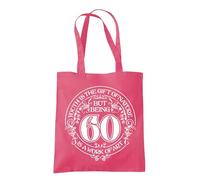 Dead Set Studio Borsa tote per 60° compleanno, borsa per il 60° compleanno da donna nata nel 1965, borsa regalo divertente ed elegante per donne di 60 anni, Rosa lampone., 10L