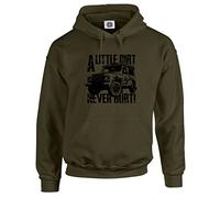 Dead Set Studio Off-Road 4X4 - Felpa con cappuccio da uomo 4wd a quattro ruote motrici - Little Dirt Never Hurt - Serie di auto d'epoca, Verde oliva, S