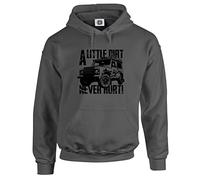 Dead Set Studio Off-Road 4X4 - Felpa con cappuccio da uomo 4wd a quattro ruote motrici - Little Dirt Never Hurt - Serie di auto d'epoca, Grigio acciaio, M