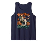 Dead Stired Still Spooky Funny Skeleton Halloween Vintage Canotta