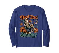 Dead Stired Still Spooky Funny Skeleton Halloween Vintage Maglia a Manica