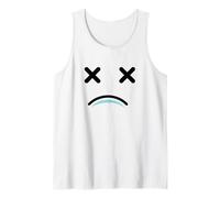 Dead Tired Face - Funny Cartoon White/Blue Canotta