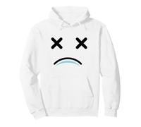 Dead Tired Face - Funny Cartoon White/Blue Felpa con Cappuccio