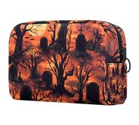 Dead Tree Graves - Beauty case da donna, con luna piena, per articoli da toeletta da viaggio, grande, con cerniera, Multi, 18.5x7.5x13cm/7.3x3x5.1in, Beauty case