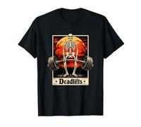 Deadlifts Skeleton Gothic Powerlifter Pesante Bilanciere Allenamento Maglietta
