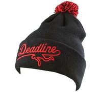 Deadline Nero Ricamato SPORTS Logo Piegato Polsino Pom Berretto Inverno Sci New