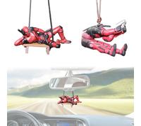Deadpool Anime, ciondolo per specchietto retrovisore, 2 pezzi, per decorazione di interni auto, personalizzato, per specchietto retrovisore auto, porte e decorazioni natalizie