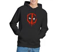 Deadpool Felpa con Cappuccio Unisex con Logo Marvel Paint, Nero, S