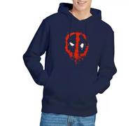 Deadpool Felpa con Cappuccio Unisex Marvel Deadpool Paint Logo Unisex, Blu Navy, M