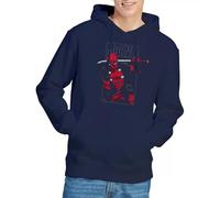 Deadpool Felpa con Cappuccio Unisex Marvel Deadpool Sword, Blu Navy, L