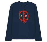 Deadpool Maglietta Unisex Marvel Deadpool Paint Logo Unisex a Maniche Lunghe, Blu Navy, XL