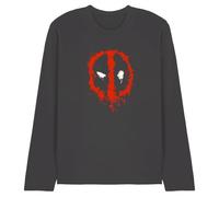 Deadpool Maglietta Unisex Marvel Deadpool Paint Logo Unisex a Maniche Lunghe, Carbone, S