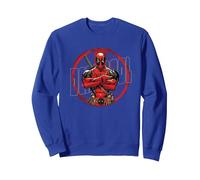 Deadpool Splatter Posed Logo Felpa, Unisex per Adulti, Blu Reale, XL