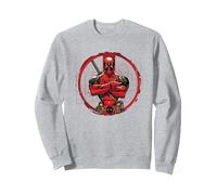 Deadpool Splatter Posed Logo Felpa, Unisex per Adulti, Grigio Melange, S