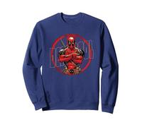 Deadpool Splatter Posed Logo Felpa, Unisex per Adulti, Navy, M
