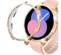 DEALELE 2-Pezzi Cassa Compatibile con Samsung Galaxy Watch 5 Pro (45mm), Bling Strass Diamante PC Anti-collisione Custodia protettiva Cover, Oro Rosa + Trasparente