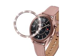DEALELE Cassa Compatibile con Samsung Galaxy Watch 3 (41mm), Bling Strass Diamante Acciaio Inossidabile Metallo Anti-collisione Bezel Ring Cover Anello Lunetta Copertura, Rosa