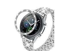 DEALELE Cassa Compatibile con Samsung Galaxy Watch 3 (41mm), Bling Strass Diamante Acciaio Inossidabile Metallo Anti-collisione Bezel Ring Cover Anello Lunetta Copertura, Argento