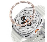 DEALELE Cassa Compatibile con Samsung Galaxy Watch 3 (45mm), Bling Strass Diamante Acciaio Inossidabile Metallo Anti-collisione Bezel Ring Cover Anello Lunetta Copertura, Oro Rosa