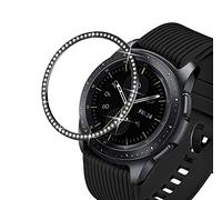 DEALELE Cassa Compatibile con Samsung Galaxy Watch 4 Classic (42mm) / Galaxy Watch 42mm / Gear Sport, Bling Diamante Acciaio Inossidabile Metallo Anti-collisione Bezel Ring Cover Copertura, Nero
