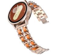 DEALELE Cinturini compatibili con Samsung Galaxy Watch 7 / FE / 6/6 Classic / 5/5 Pro / 4/4 Classic / 3 41 mm, 20 mm in metallo con cinturino a catena in pelle per Huawei GT3 / GT2 42 mm donne uomini