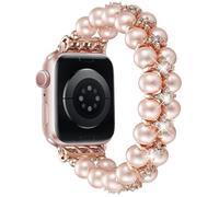 DEALELE Cinturini con perle compatibili con Apple Watch da 49 mm, 46 mm, 45 mm, 44 mm, 42 mm, braccialetto elastico fatto a mano per iWatch 10, 9, 8, 7, 6, 5, 4, 3, SE Ultra, da donna, rosa