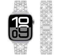 DEALELE Cinturino Compatibile con iWatch 38mm 40mm 41mm, Bracciale di Ricambio Glitter Strass Diamantato Metallo per Apple Watch Series 8/7 / SE / 6/5 / 4/3 Donne Uomini, Argento