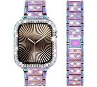 DEALELE Cinturino Compatibile con iWatch 40mm 41mm, Bracciale di Ricambio in Metallo Diamanti Strass con Custodia Protettiva per Apple Watch Series 7 / SE / 6/5 / 4 Donne Uomini, Arcobaleno, 41mm