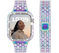 DEALELE Cinturino Compatibile con iWatch 40mm 41mm, Bracciale di Ricambio in Metallo Diamanti Strass con Custodia Protettiva per Apple Watch Series 7 / SE / 6/5 / 4 Donne Uomini, Arcobaleno, 40mm