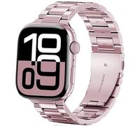 DEALELE Cinturino compatibile con iWatch da 42 mm, 41 mm, 40 mm, 38 mm, senza spazi vuoti, in acciaio inossidabile, cinturino di ricambio per Apple Watch Series 10/9/8/7/6/5/4/3/SE, unisex, rosa rosa