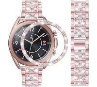 DEALELE Cinturino Compatibile con Samsung Galaxy Watch 3 (41mm), Bracciale in Acciaio Inossidabile Diamante Strass da 20mm con Cassa Anello Castone, Rosa