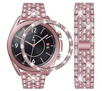 DEALELE Cinturino Compatibile con Samsung Galaxy Watch 3 (41mm), Bracciale in Acciaio Inossidabile Diamante Strass da 20mm con Cassa Anello Castone, Bronzo