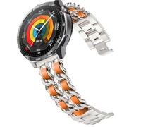 DEALELE Cinturino compatibile con Samsung Galaxy Watch 46 mm/Galaxy 3 45 mm, 22 mm, in metallo con catena in pelle, per Huawei Watch GT5/GT5 Pro, 4/4 Pro, 3/3 Pro, GT4/GT3, 46 mm, uomo e donna, 22mm