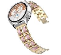 DEALELE Cinturino compatibile con Samsung Galaxy Watch 46 mm/Galaxy 3 45 mm, 22 mm, in metallo con catena in pelle, per Huawei Watch GT5/GT5 Pro, 4/4 Pro, 3/3 Pro, GT4/GT3, 46 mm, uomo e donna, 22mm