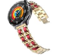DEALELE Cinturino compatibile con Samsung Galaxy Watch 46 mm/Galaxy 3 45 mm, 22 mm, in metallo con catena in pelle, per Huawei Watch GT5/GT5 Pro, 4/4 Pro, 3/3 Pro, GT4/GT3, 46 mm, uomo e donna, 22mm
