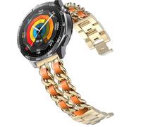 DEALELE Cinturino compatibile con Samsung Galaxy Watch 46 mm/Galaxy 3 45 mm, 22 mm, in metallo con catena in pelle, per Huawei Watch GT5/GT5 Pro, 4/4 Pro, 3/3 Pro, GT4/GT3, 46 mm, uomo e donna, 22mm