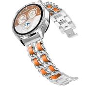 DEALELE Cinturino compatibile con Samsung Galaxy Watch 46 mm/Galaxy 3 45 mm, 22 mm, in metallo con catena in pelle, per Huawei Watch GT5/GT5 Pro, 4/4 Pro, 3/3 Pro, GT4/GT3, 46 mm, uomo e donna, 22mm