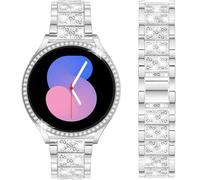 DEALELE Cinturino Compatibile con Samsung Galaxy Watch 5 / Galaxy Watch 4 40mm 44mm, Bracciale in Metallo Diamanti Strass 20mm con Custodia Protettiva per Donna Uomo, Argento