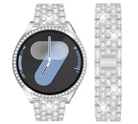 DEALELE Cinturino compatibile con Samsung Galaxy Watch 7/5/4 40 mm 44 mm/FE 40 mm/5 Pro 45 mm, 20 mm glitter diamante metallo con custodia protettiva di ricambio per uomo e donna, galaxy 7 (40mm