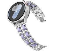 DEALELE Cinturino compatibile con Samsung Galaxy Watch 7 / FE / 6/6 Classic / 5/5 Pro / 4/4 Classic / 3 41 mm / Huawei GT3 / GT2 42 mm, 20 mm in metallo con cinturino a catena in pelle per donne e