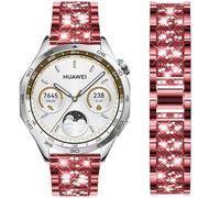 DEALELE Cinturino compatibile con Samsung Gear S3 Frontier/Classic/Galaxy Watch 46 mm,Galaxy 3 45 mm,Huawei Watch 3,GT2 46 mm, 22 mm strass Dimaond metallo cinturino di ricambio donna uomo, rosso