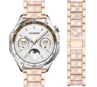 DEALELE Cinturino Compatibile con Samsung Gear S3 Frontier/Classic/Galaxy Watch 46mm / Galaxy 3 45mm / Huawei Watch 3 / GT2 46mm, Bracciale di Ricambio in Metallo Strass Diamante 22mm, Oro Rosa