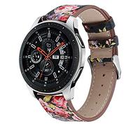 DEALELE Cinturino Compatibile con Samsung Gear S3 Frontier/Classic/Galaxy Watch 46mm / Huawei GT2 46mm, Bracciale di Ricambio in 22mm Pelle Stampata Modello, Fiore Rosso